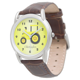 Gelbtraktor-Design personalisiert Armbanduhr