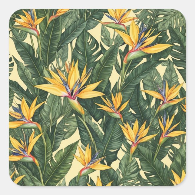 Gelbvogel der Paradischen Blume Quadratischer Aufkleber (Vorderseite)