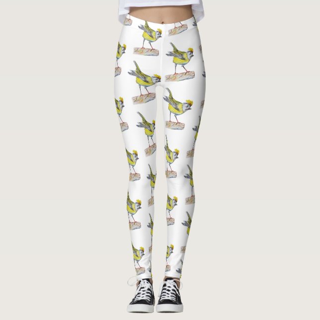 Gelbvögel Zeichnend Leggings (Vorderseite)