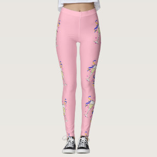 Gelbwein in Rosa Leggings