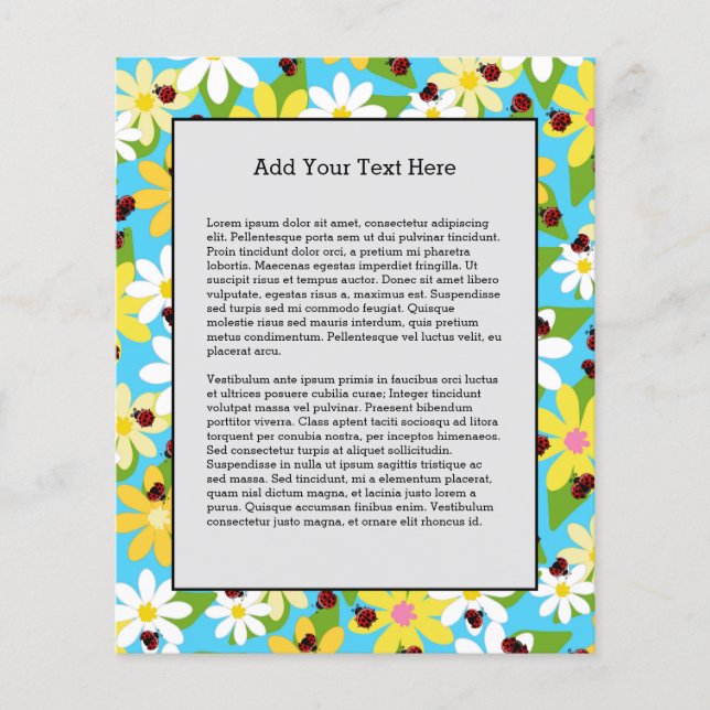 Gelbweiße Blume Roter Ladybug Käfer Flyer (Vorne)