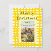Gelbweiße karierte Retro Weihnachtsfamilie