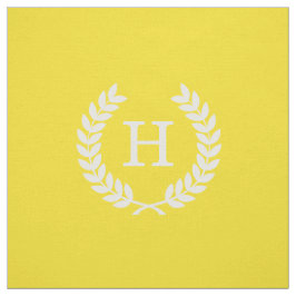 Gelbweiße Laurel Wreath Initial Monogram Stoff