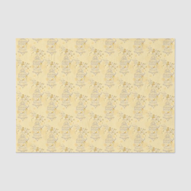 Gelbweiße Vogelkäfige Gewebepapier Seidenpapier (Vorderseite)