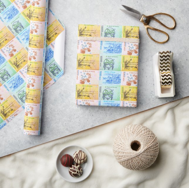 Geld 돈 koreanische Währung #2 Wrapping Paper Geschenkpapier (Kunsthandwerk)