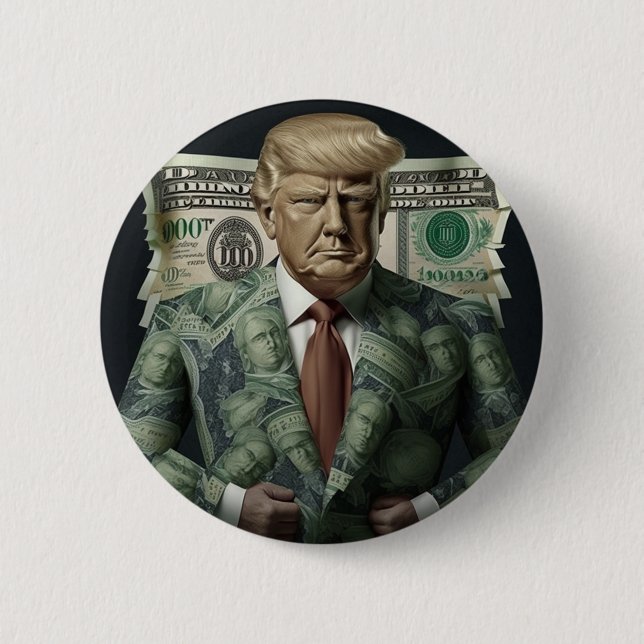 Geld Anzug Trump: Ein Symbol für Wohlstand und Pow Button (Vorderseite)