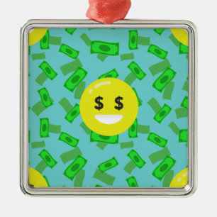 Geld-augen-Emoji Silbernes Ornament