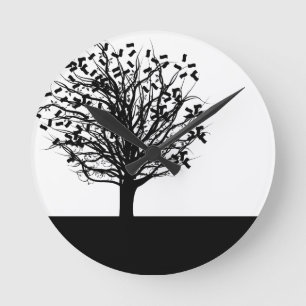 Geld-Baum-Silhouette Runde Wanduhr