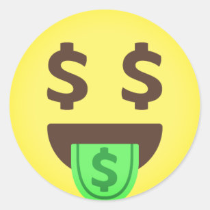 Geld-Dollar-Zeichen Emoji Runder Aufkleber