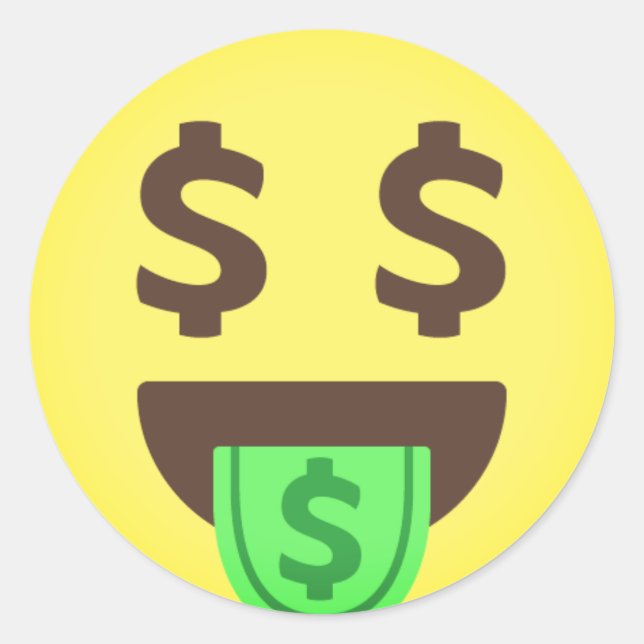 Geld-Dollar-Zeichen Emoji Runder Aufkleber (Vorderseite)
