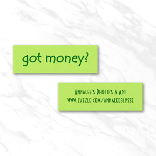 Geld got? Skinny Gallery Card Mini Visitenkarte