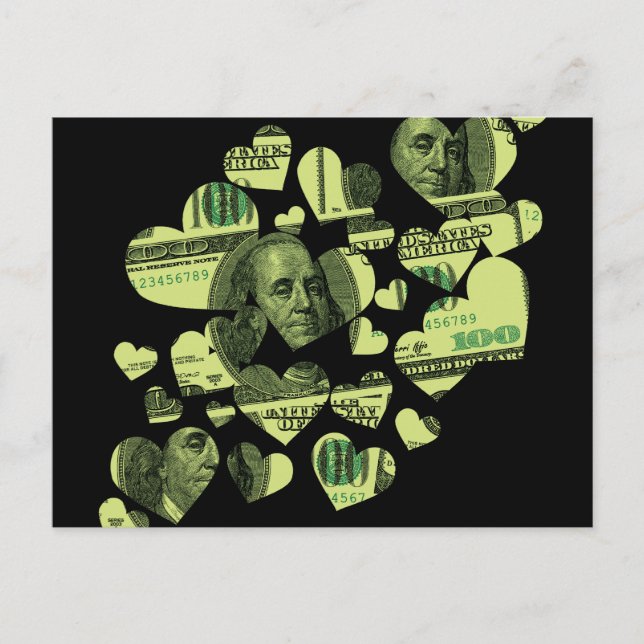 Geld Herz Postkarte (Vorderseite)