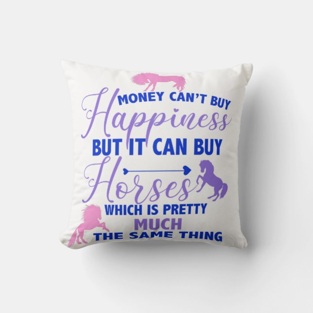 Geld kann Pferde kaufen Lila rosa Kissen (Vorderseite)