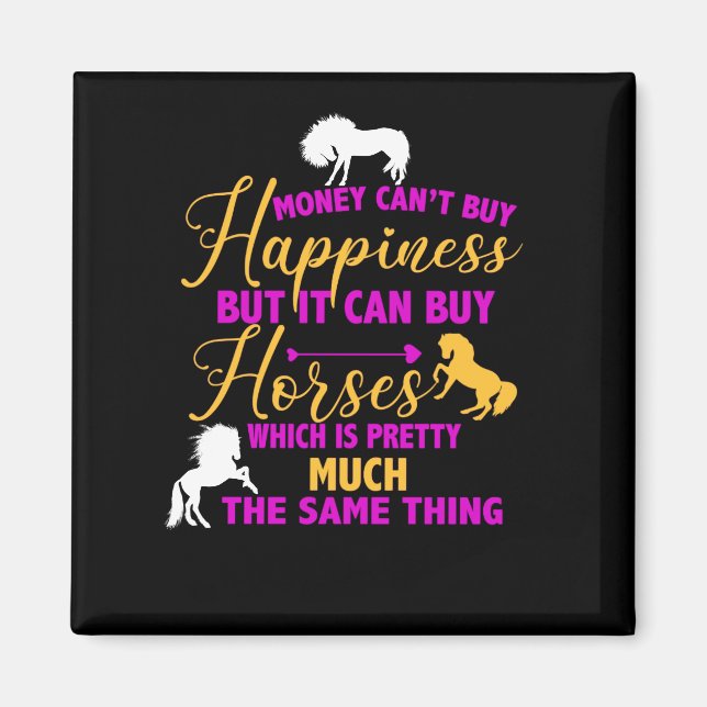 Geld kann Pferde Lila gelb kaufen Magnet (Vorne)