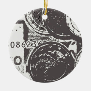 Geld macht die Welt sich drehen Keramikornament