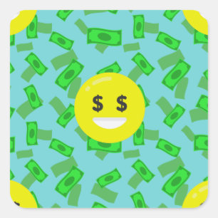 Geld mit Augen Emoji Quadratischer Aufkleber