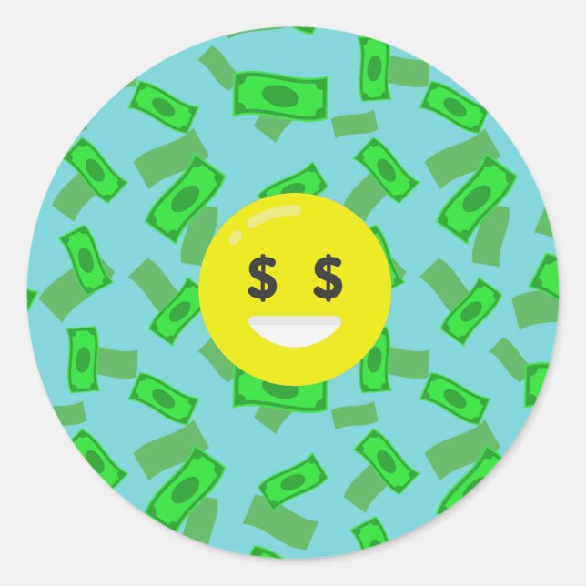 Geld mit Augen Emoji Runder Aufkleber (Vorderseite)