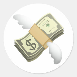 Geld mit Wings - Emoji Runder Aufkleber