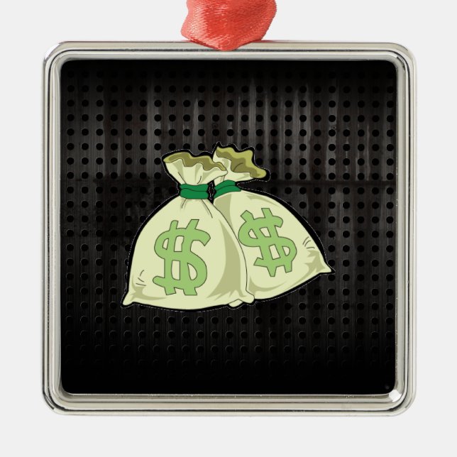 Geld-Taschen; Schroff Silbernes Ornament (Vorne)