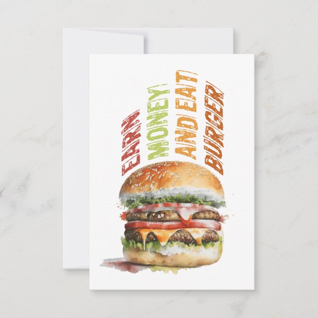 Geld verdienen und Burger essen, schlaues Burger D Dankeskarte (Vorderseite)
