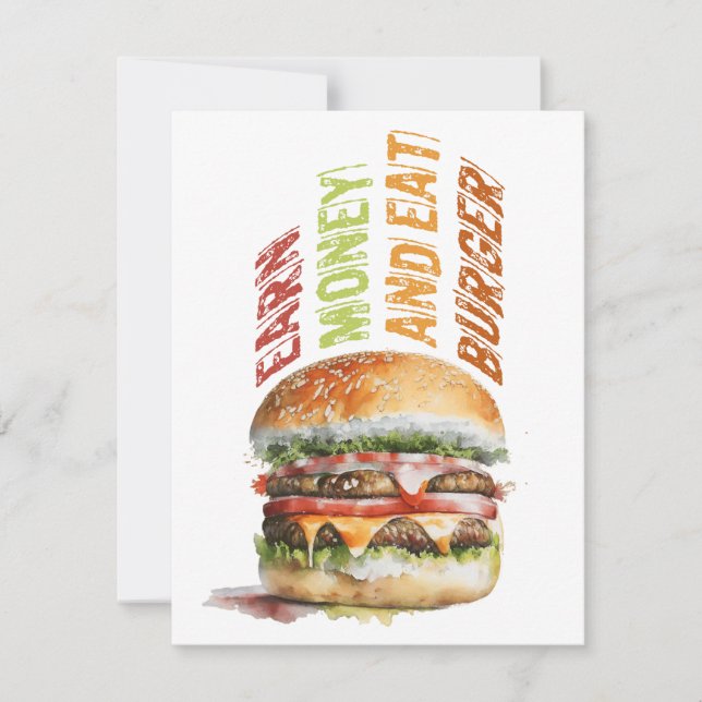 Geld verdienen und Burger essen, schlaues Burger D Dankeskarte (Vorderseite)