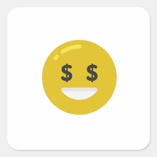 Geldauge Emoji Quadratischer Aufkleber (Vorderseite)