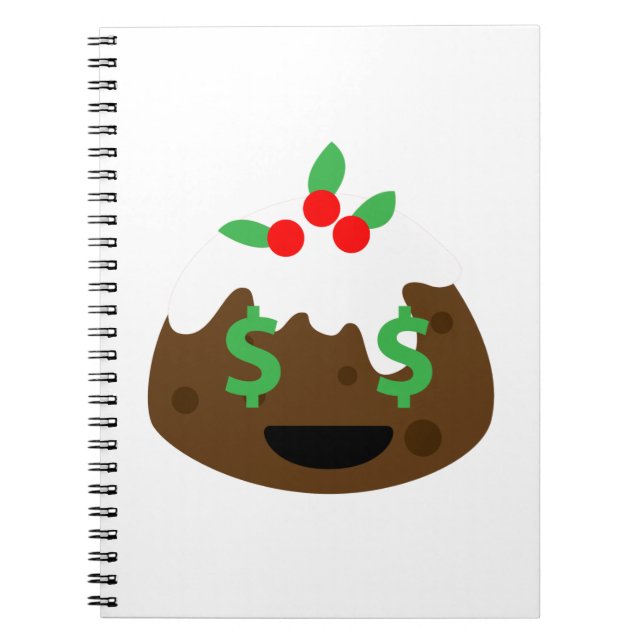 Geldaugen Weihnachtskuchen Notizblock (Vorderseite)