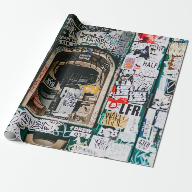 Geldautomat mit Graffiti Geschenkpapier (Ungerollt)