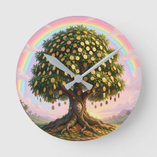 Geldbaum-Wanduhr Runde Wanduhr
