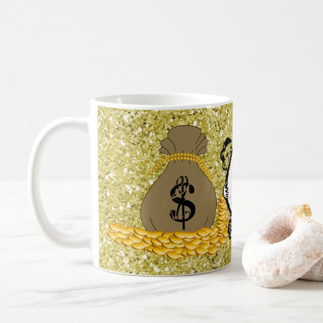 Geldbeutel Gold Imitate Glitzer Kaffeetasse (Mit Donut)