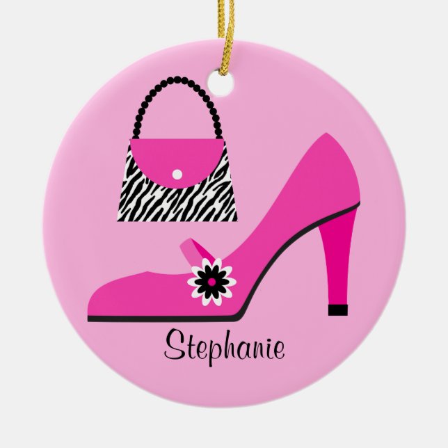 Geldbeutel-und Schuh-Weihnachtsverzierung Keramikornament (Vorne)
