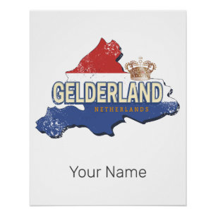 Gelderland Niederlande Vintage-Karte Niederländisc Poster