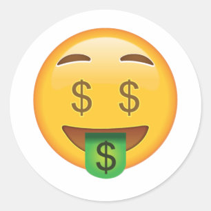 Geldgesicht - Emoji Runder Aufkleber