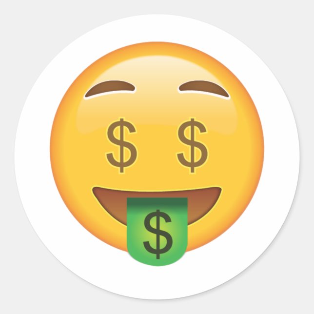 Geldgesicht - Emoji Runder Aufkleber (Vorderseite)