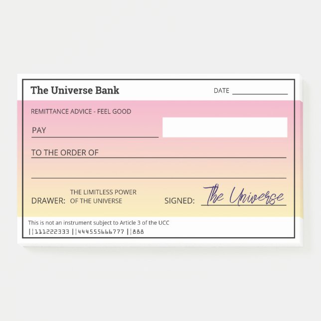 Geldmanifestation Girly Blank Karo Post-it Klebezettel (Vorderseite)