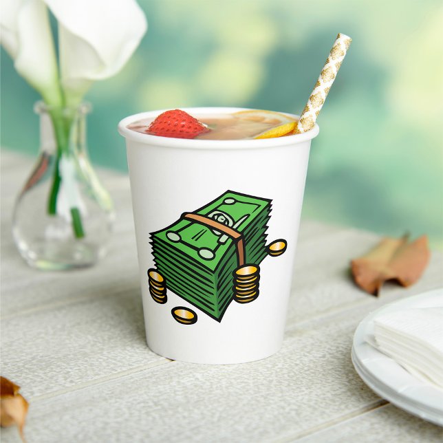 Geldstapel mit Geldmünzen Pappbecher (Von Creator hochgeladen)