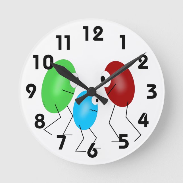 Geleebohnen Runde Wanduhr (Vorderseite)