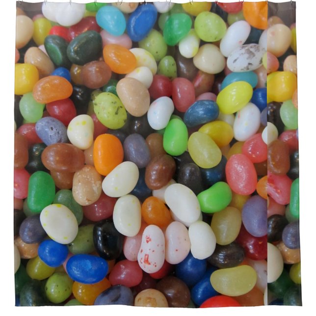 Geleebonbons auf Duschvorhang (Vorderseite)