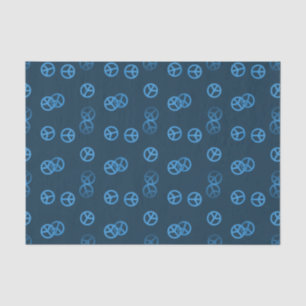 Gelegentliches blaues Friedenszeichen-Muster Seidenpapier