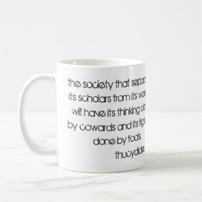 Gelehrt- und Kriegerszitat durch Thucydides Kaffeetasse (Links)