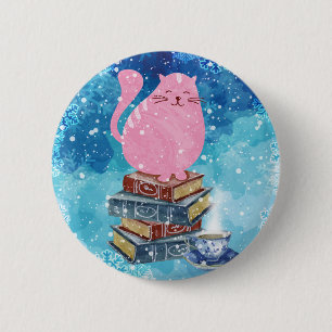 Gelehrte Katze im Winter Button