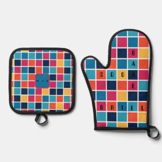 Geleichte Rätsel Oven Mitt und Pot Holder Ofenhandschuh & Topflappen-Set