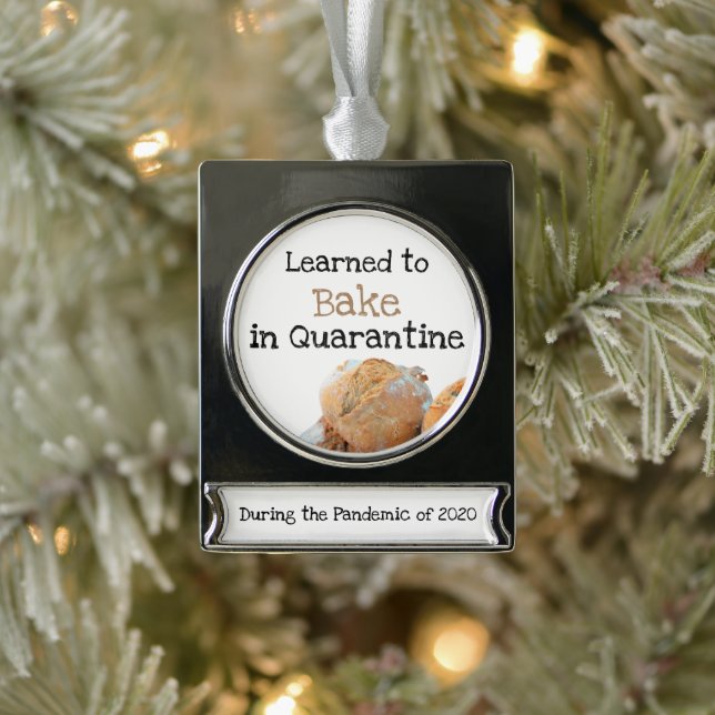 gelernt, in Quarantäne Fun Text Broad Foto zu back Banner-Ornament Silber (Baum)