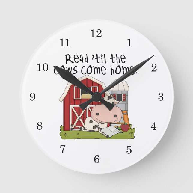 Gelesen 'bis die Kühe kommen Zuhause Runde Wanduhr (Vorderseite)