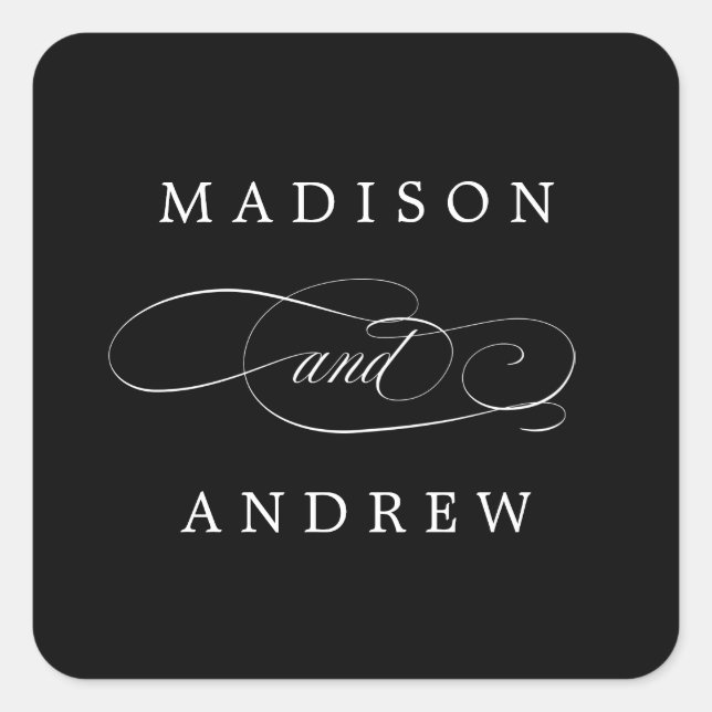 Geliebt | Personalisierte Hochzeitsticker Quadratischer Aufkleber (Vorderseite)