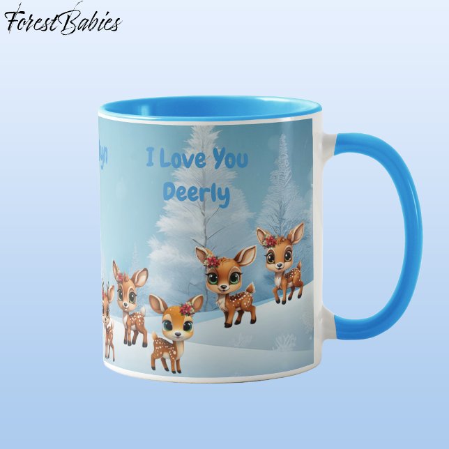 Geliebt, Rentier, Hirsch, Fawn, Doe Lover 🦌 Tasse (Floral Baby Deer, Fawn, Doe, Reindeer Lover, Christmas Snow,  personalizable Ceramic Mug 🦌🎄)