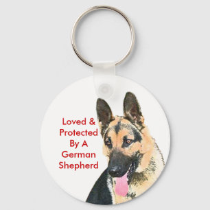 Geliebt u. durch einen Schäferhund geschützt Schlüsselanhänger