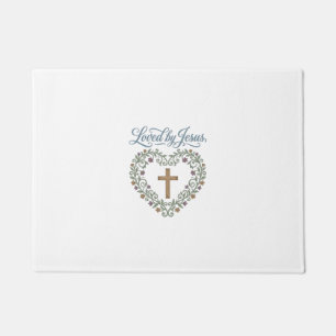 Geliebt von Jesus Florales Kreuz Christliches T-Sh Fußmatte