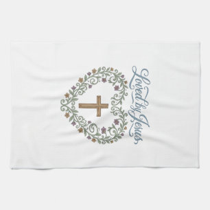 Geliebt von Jesus Florales Kreuz Christliches T-Sh Geschirrtuch