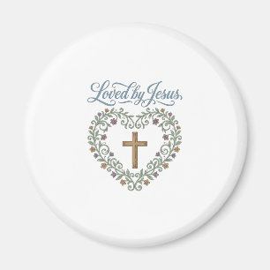 Geliebt von Jesus Florales Kreuz Christliches T-Sh Magnet
